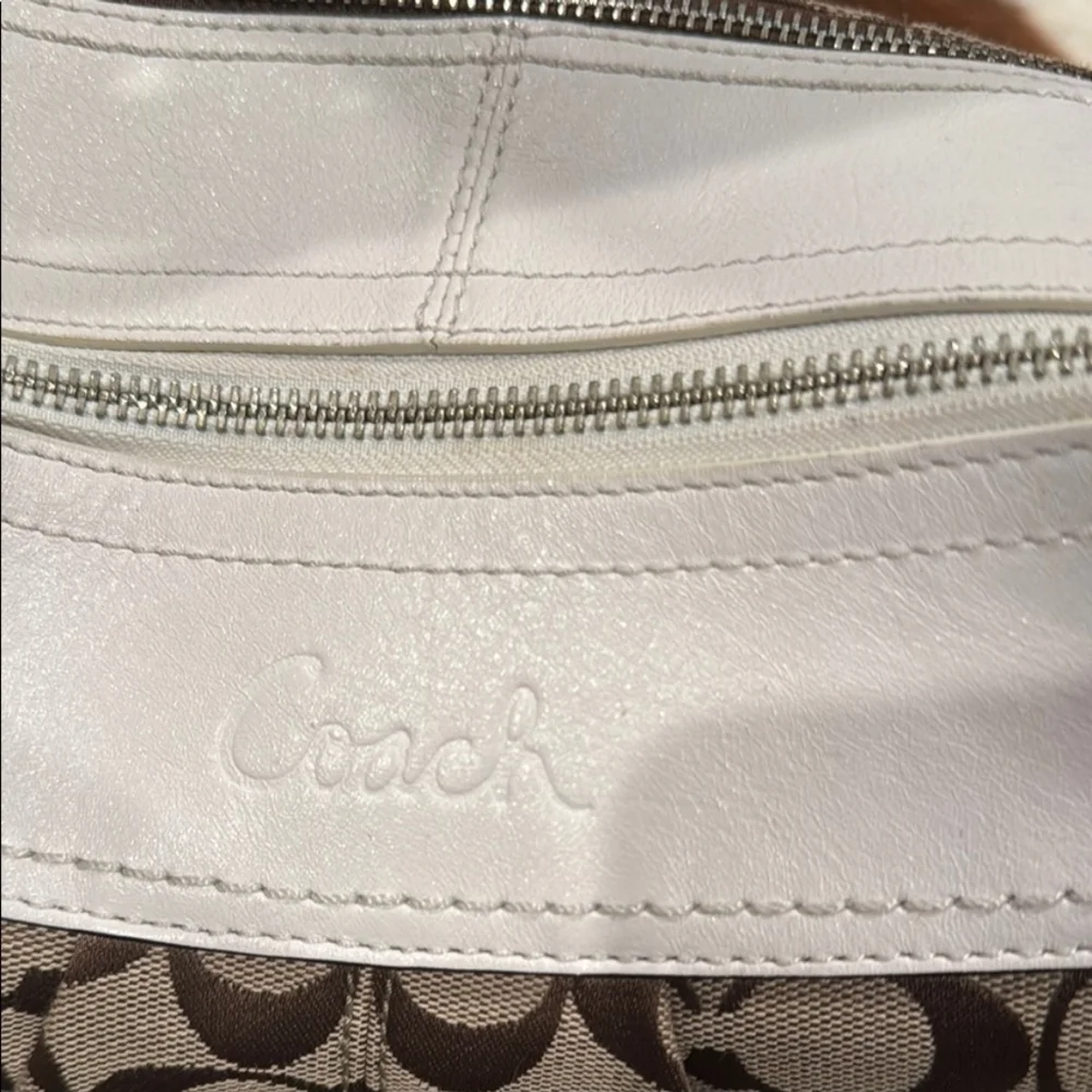 Coach Brown and White signature Monogram hobo Shoulder Bag - Picture 5 of 8